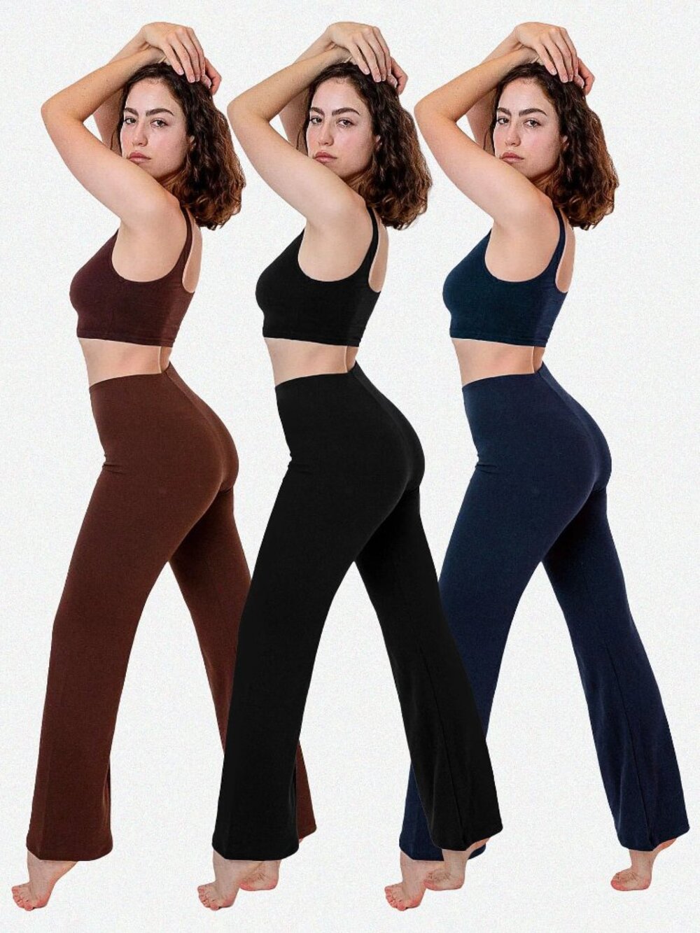 Los Angeles Apparel Ponte Flared Legging Navy Blue Small